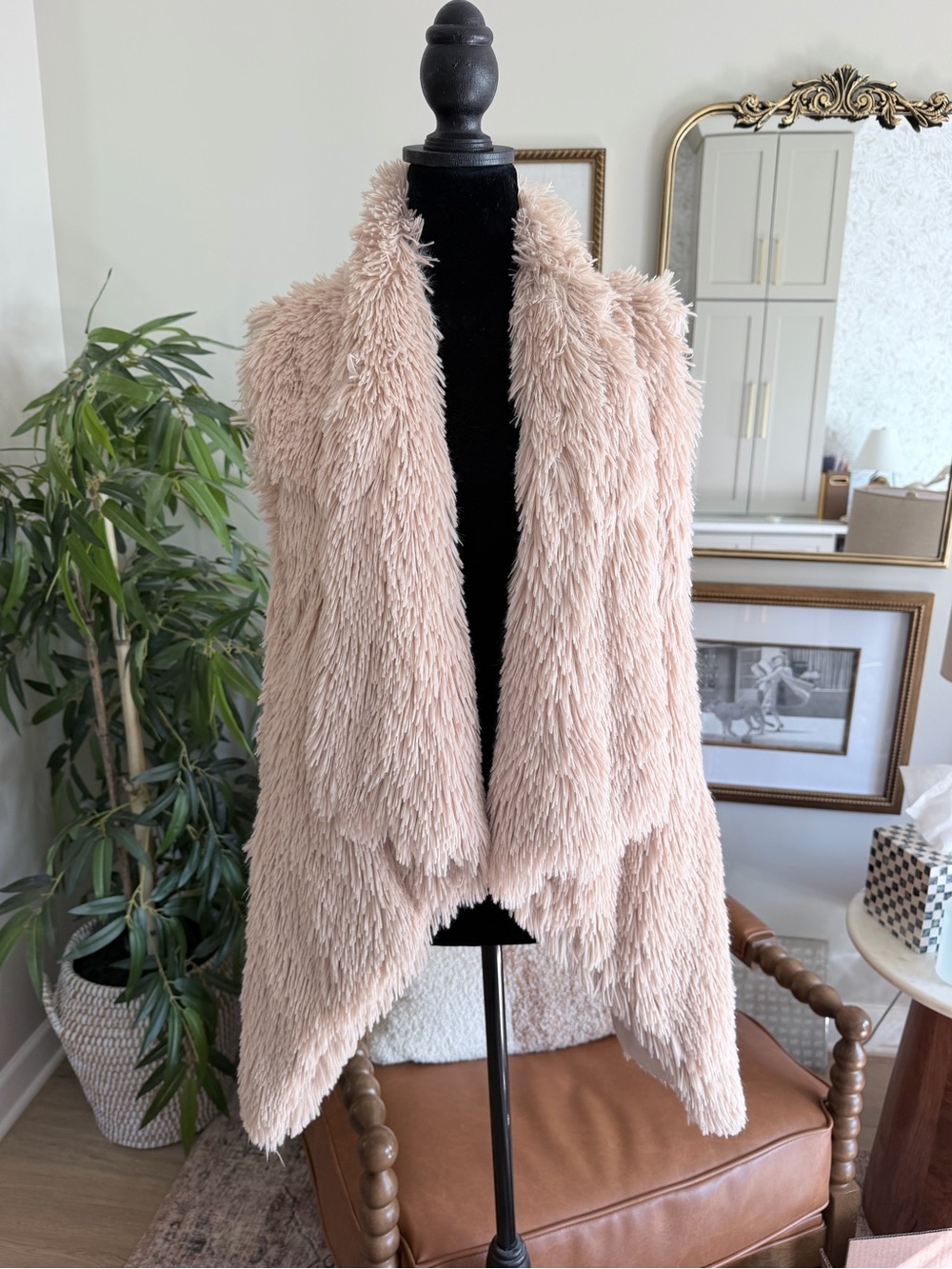 Altar’d state cream faux fur vest
